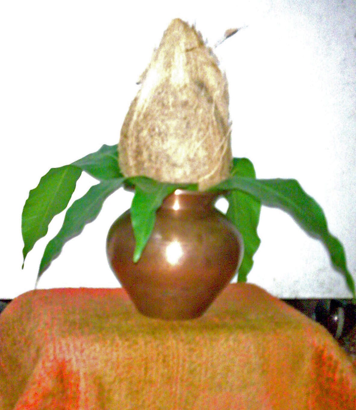 Real kalash used in Hindu pooja ritual setup